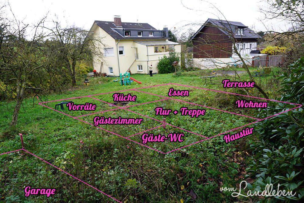 Grobabsteckung auf unserem Grundstück - Projekt Hausbau