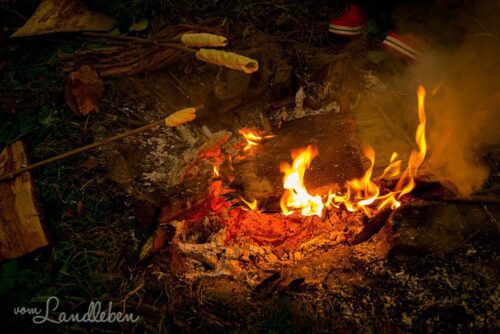 Lagerfeuer auf unserem Baugrundstück