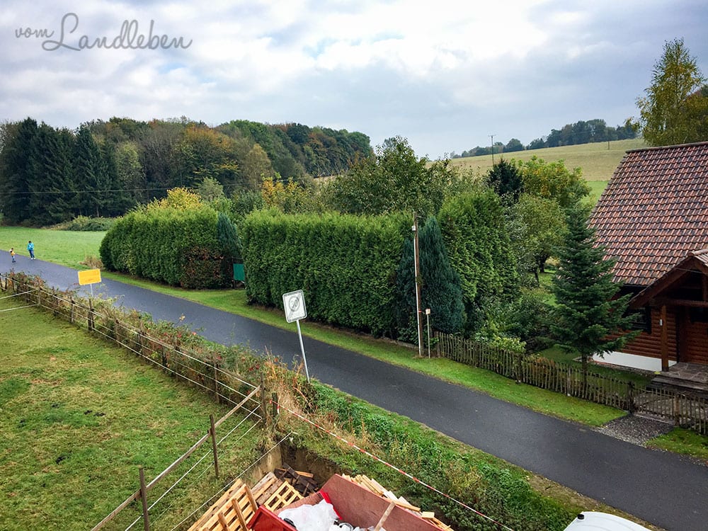 Hausbau: Blick vom Gerüst