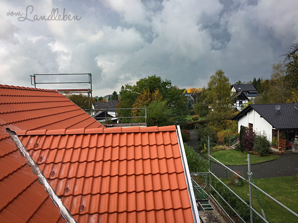 Hausbau: Blick vom Gerüst