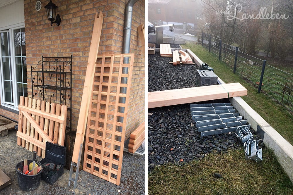 Holzzaun an der Terrasse – Montage