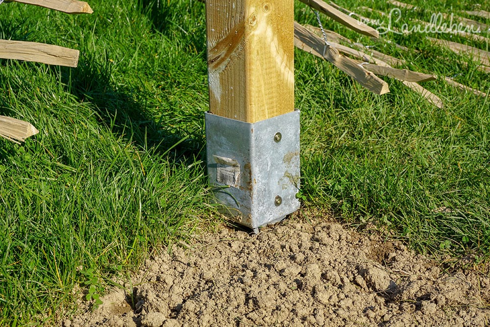 Einschlagbodenhülse für die Pfosten des Staketenzauns