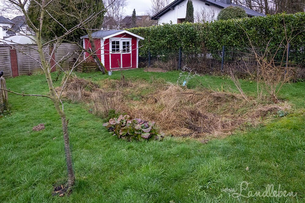 Mulde im Garten im Februar 2022