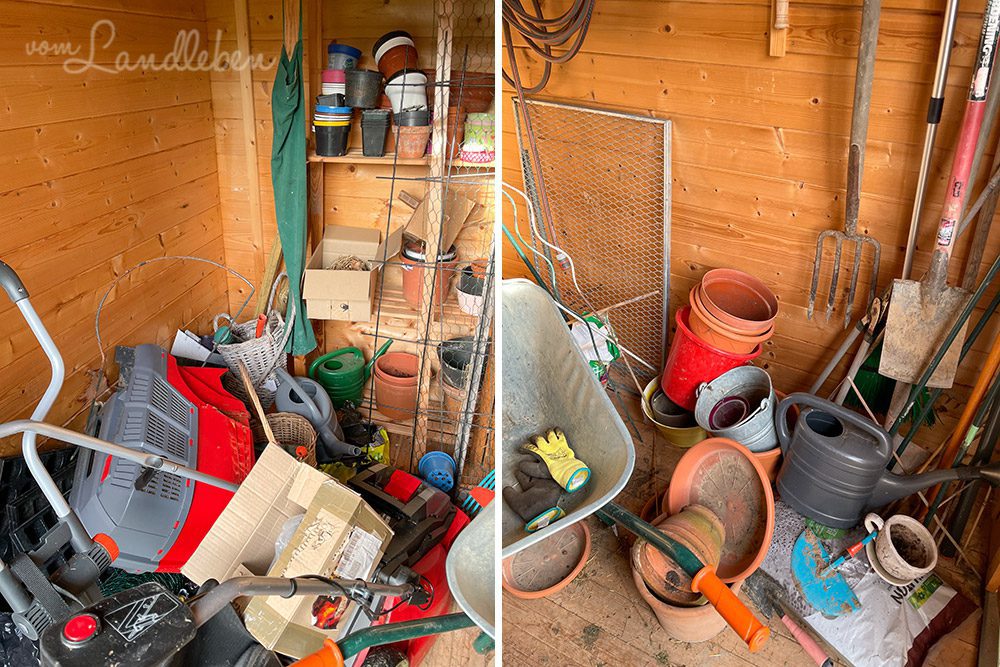 Gartenhäuschen aufräumen