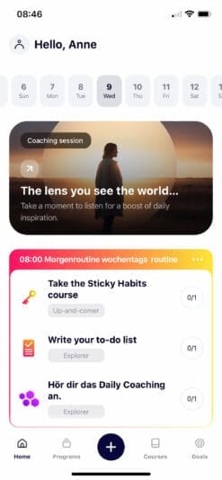 Greatness-App: Startseite