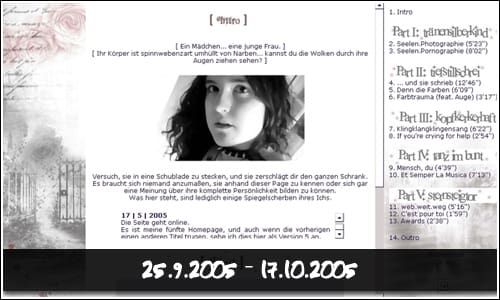 Screenshot meiner Webseite 2005