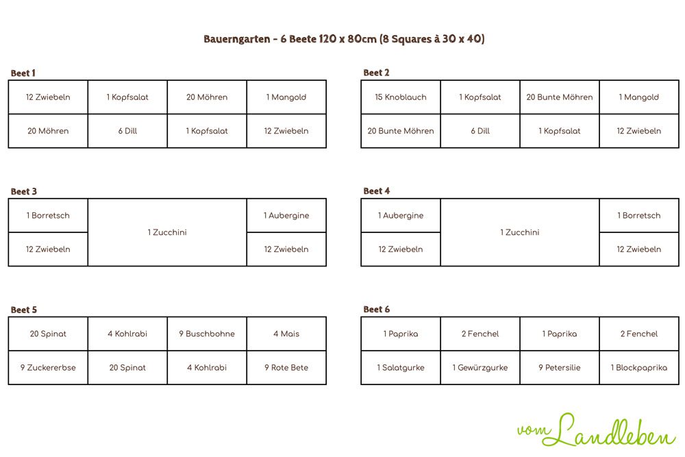 Pflanzplan Hochbeete Bauerngarten 2024