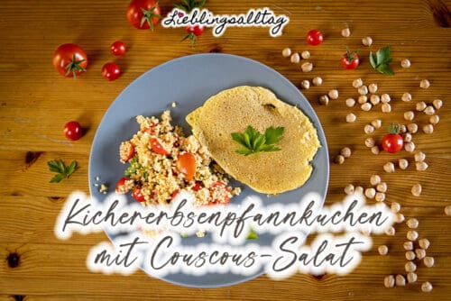 Rezept: Kichererbsenpfannkuchen mit Couscous-Salat