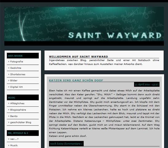 Screenshot: saint-wayward.de (2011)