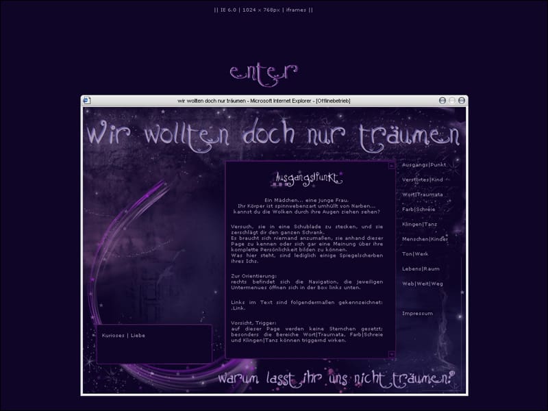 Screenshot einer meiner ersten Webseiten