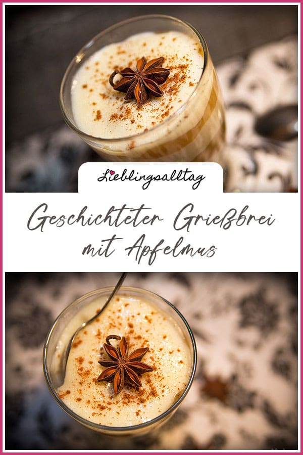Geschichteter Grießbrei mit Apfelmus
