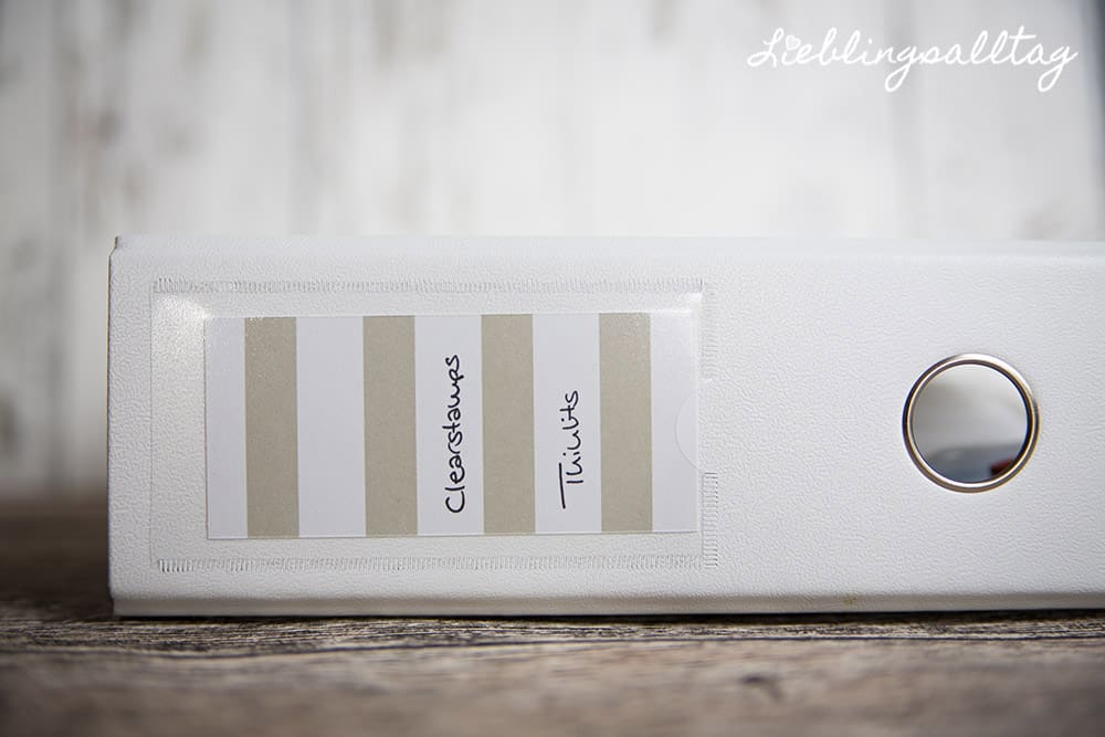 Aufbewahrung von Clearstamps und Thinlits