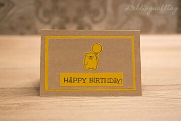 Selbstgebastelte Geburtstagskarte mit Bär