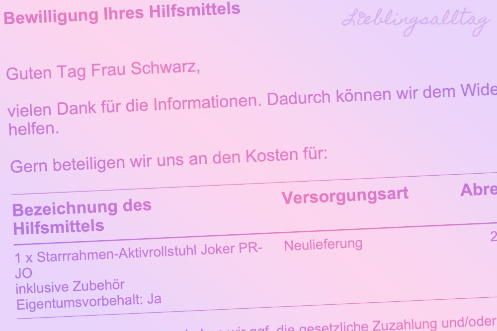 Bewilligung meines neuen Rollstuhls