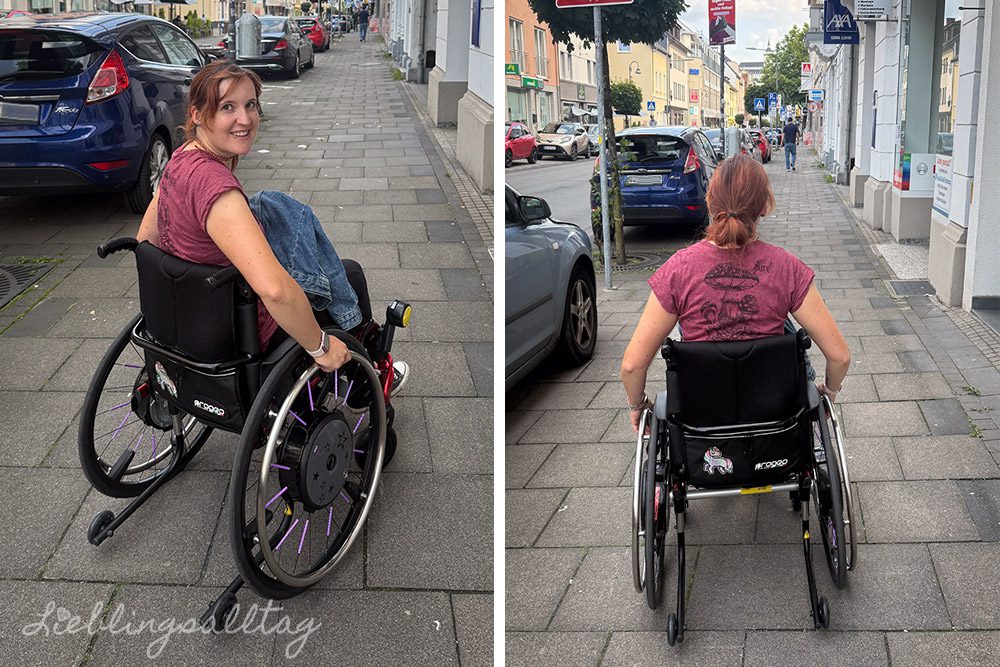 Mit dem neuen Aktivrollstuhl in der Stadt – August 2025