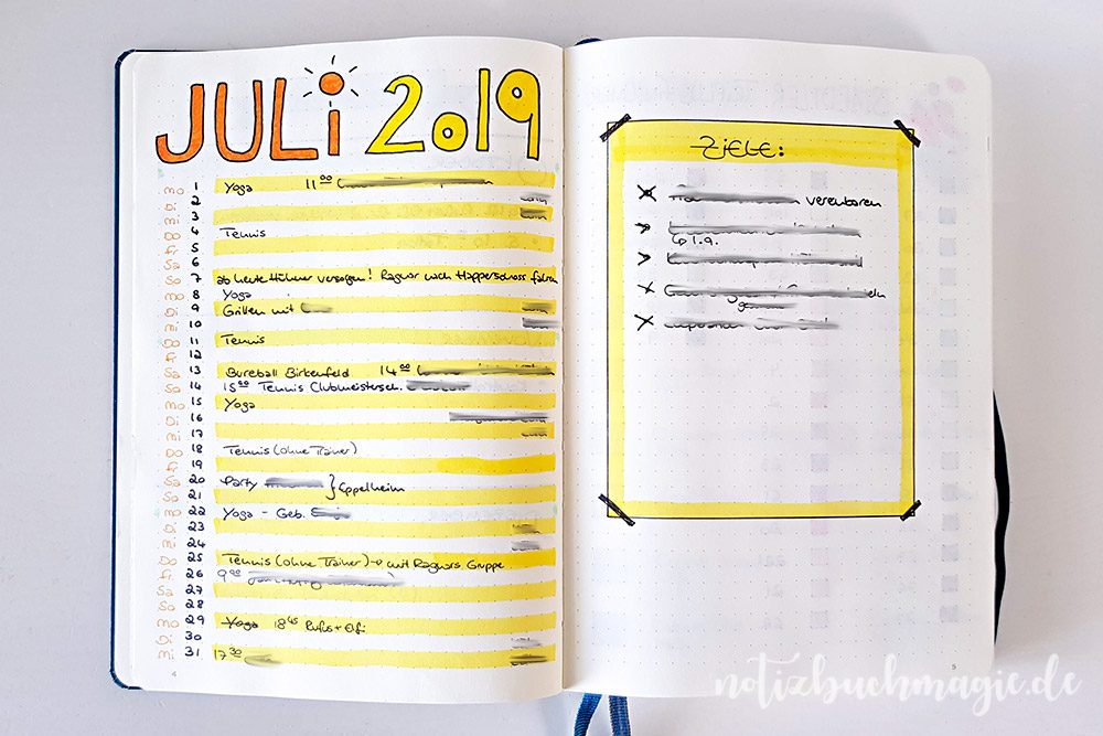 Das Monthly Log im Bullet Journal