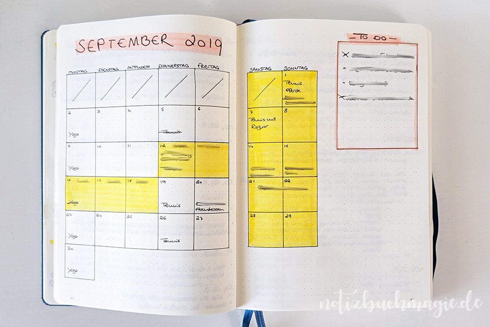Das Monthly Log im Bullet Journal