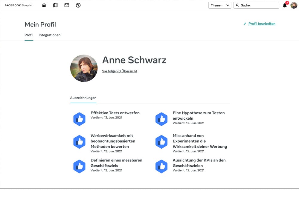 Lernen auf Facebook Blueprint