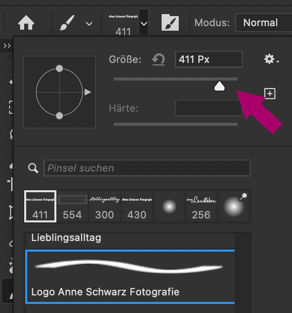 Pinselgröße verändern in Photoshop