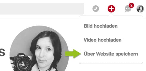 Pinterest: Über Webseite speichern