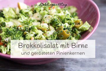Rezept: Brokkolisalat mit Birne und Pinienkernen