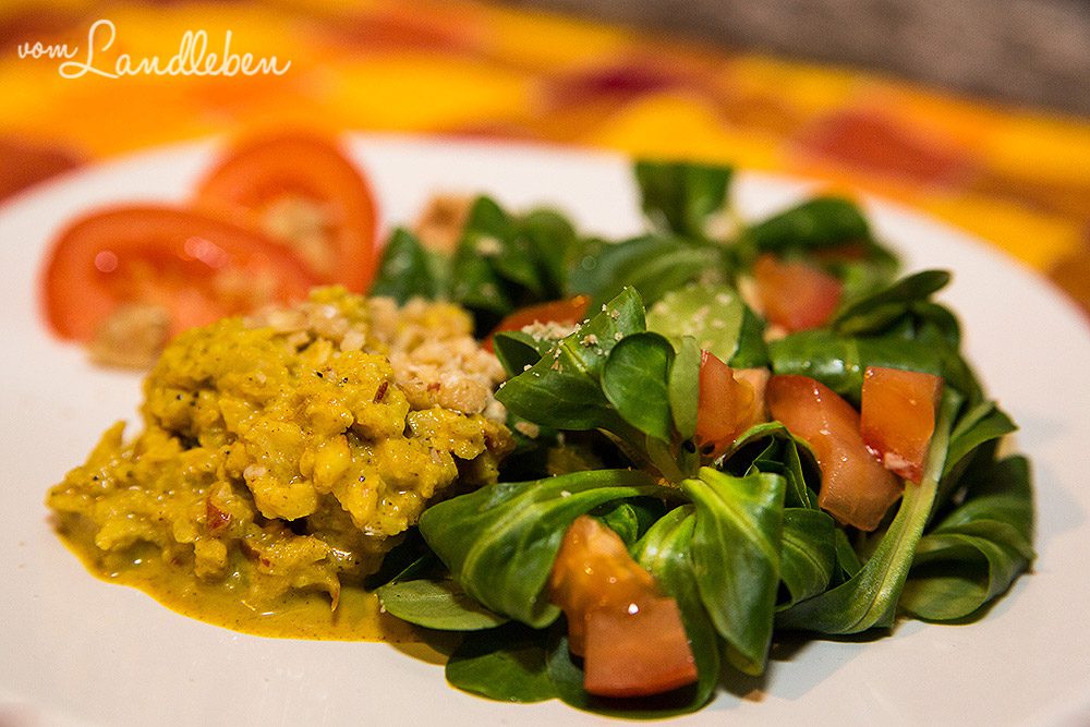 Rezept: Feldsalat mit Curryrahm
