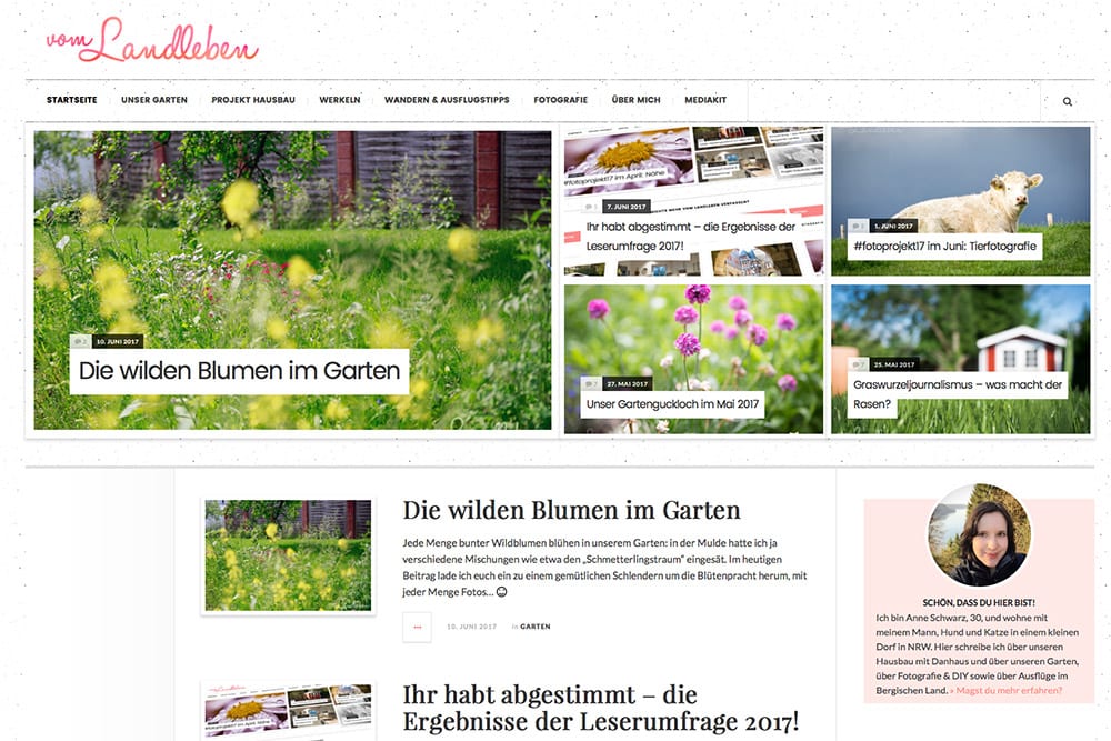 Screenshot: bisheriges Layout von vom-landleben.de