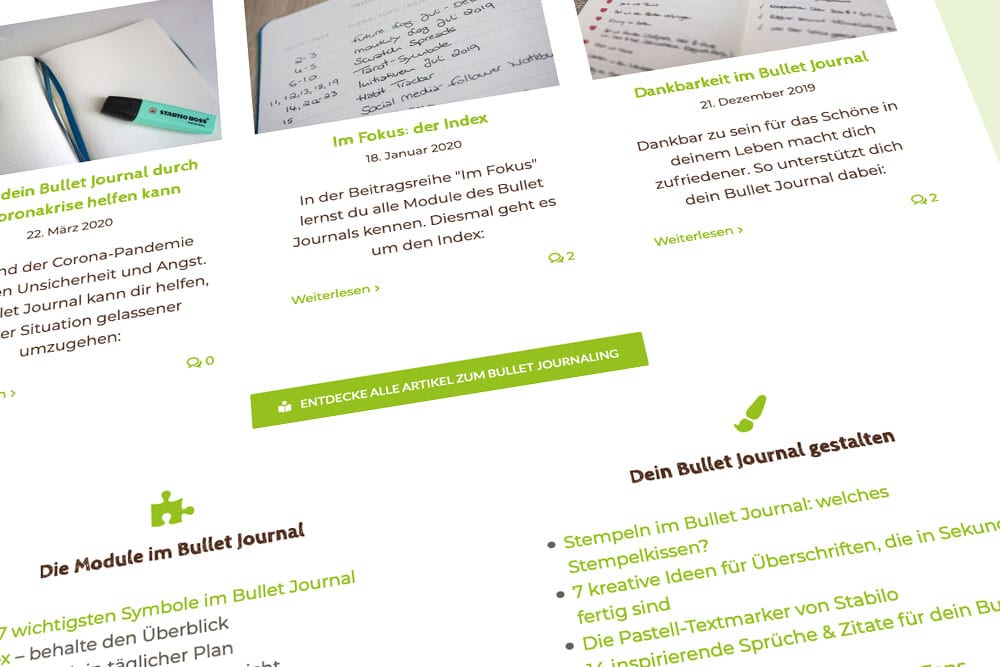 Themenseite Bullet Journaling