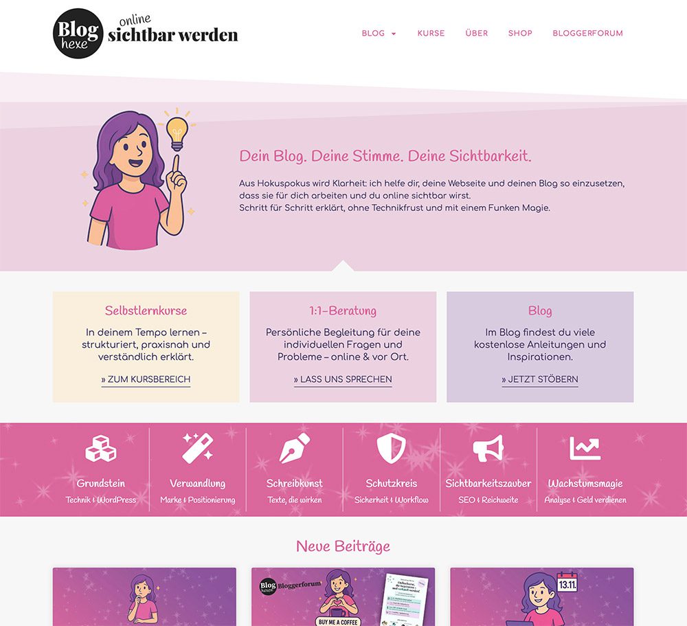 Layout der Bloghexe Ende 2025