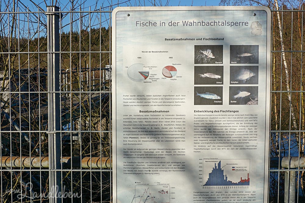 Infotafeln am Vordamm der Wahnbachtalsperre