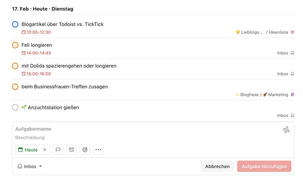 Aufgaben in Todoist