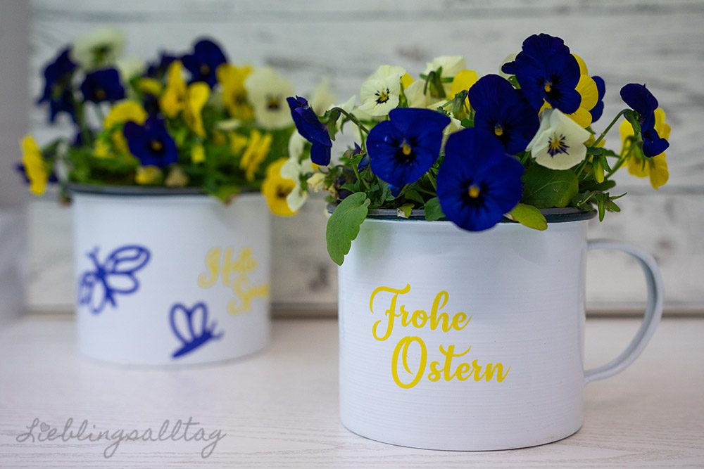 Blumentopf mit Vinylfolie beplotten