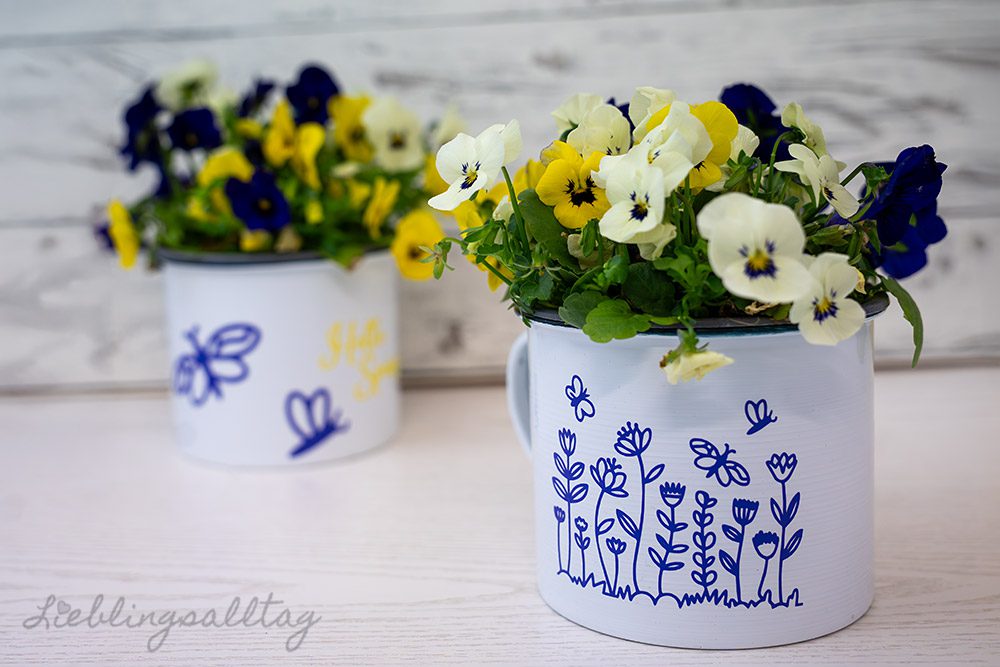 Blumentopf mit Vinylfolie beplotten